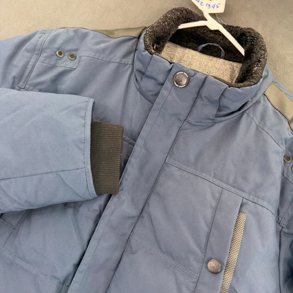 Point Zero Men Blue Down Filled Winter Parka Jacket Size XXL Heavy NO HOOD